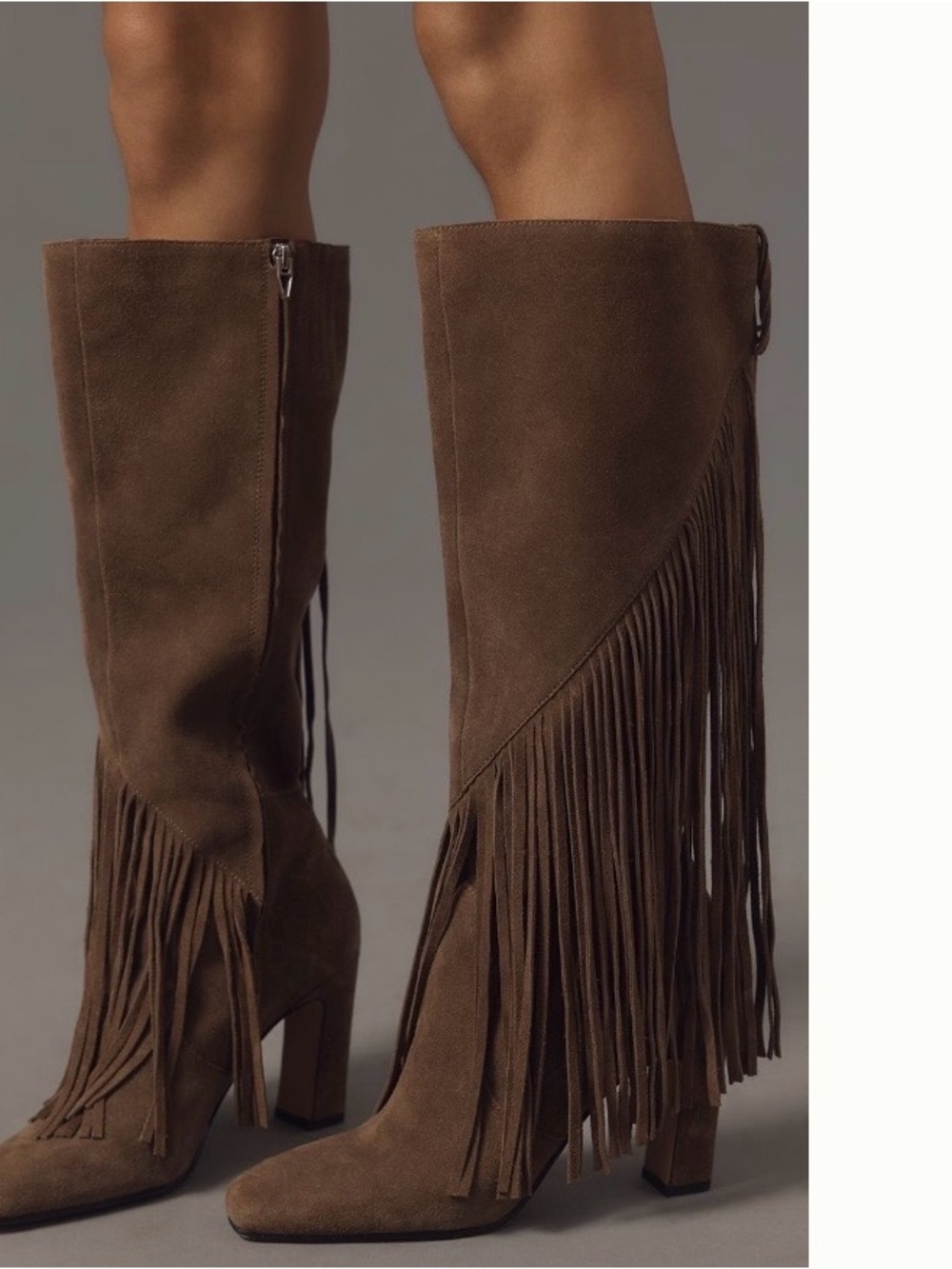 NIB DOLCE VITA Giano Suede Fringe Boots size 8.5
 reg $295 in Olive - Picture 3 of 9